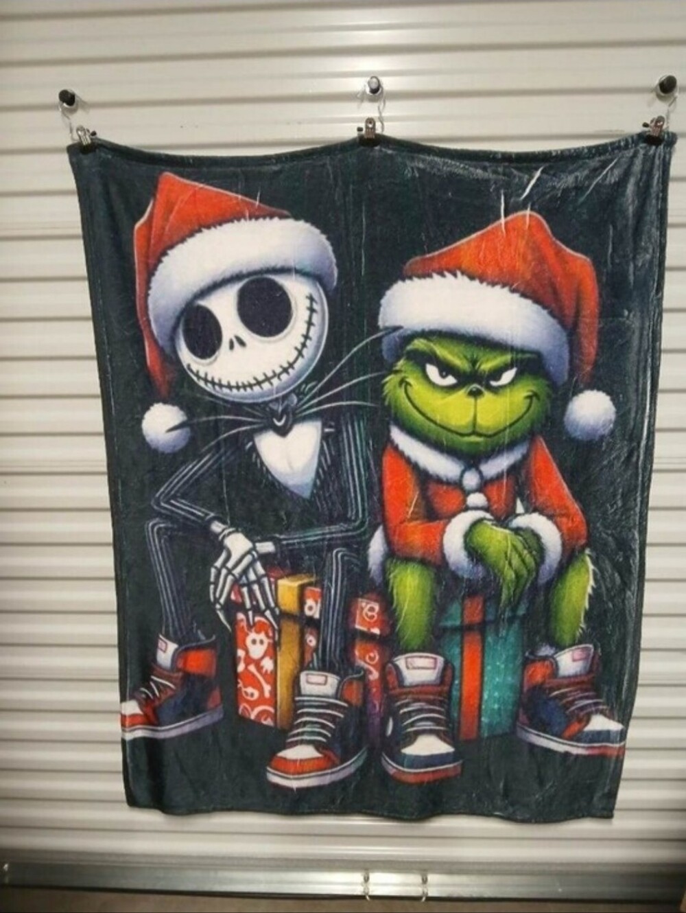 Jack Skeleton And Grinch 50x60 Throw Blanket